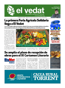 La primera Feria Agr&iacute;cola Solidaria llega a El Vedat