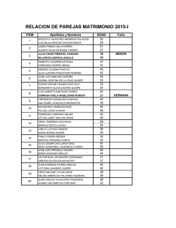 RELACION DE PAREJAS MATRIMONIO 2015-I