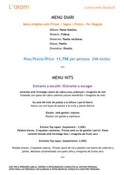 Men&uacute; Diari i Nits - Restaurant L&acute;Aram Barcelona
