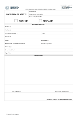 MATR&Iacute;CULA DE AGENTE