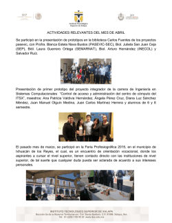 Actividades del Instituto Tecnol&oacute;gico Superior de Xalapa Abril 2015