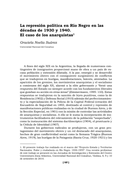 La represi&oacute;n pol&iacute;tica en R&iacute;o Negro en las d&eacute;cadas de 1930 y 1940
