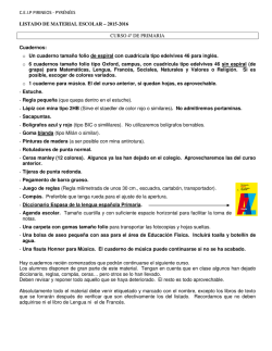 PYR&Eacute;N&Eacute;ES LISTADO DE MATERIAL ESCOLAR &ndash; 2015