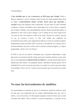 No usar las herramientas de anal&iacute;tica