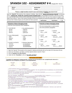 SPANISH 102 - ASSIGNMENT # 4