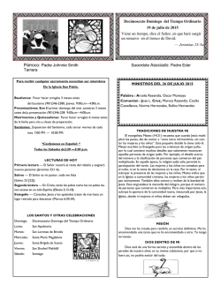 P&aacute;rroco: Padre Johnnie Smith Sacerdote Asociado: Padre Eder