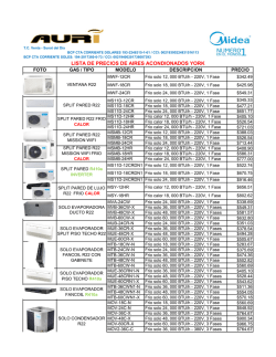 LISTA DE PRECIOS DE AIRES ACONDIONADOS YORK