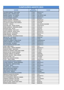 CUMPLEA&Ntilde;OS AGOSTO 2015