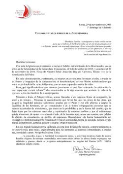 Vivamos juntas el jubileo de la misericordia