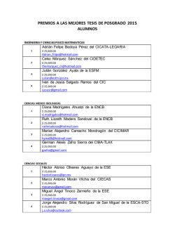 PREMIOS A LAS MEJORES TESIS DE POSGRADO 2015 ALUMNOS