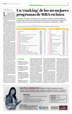 Un `ranking` de los 20 mejores programas de MBA en l&iacute;nea