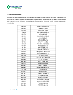 De nadaEstimado Afiliado: Si usted se encuentra relacionado en el