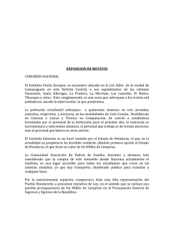 EXPOSICION DE MOTIVOS CONGRESO NACIONAL El Instituto