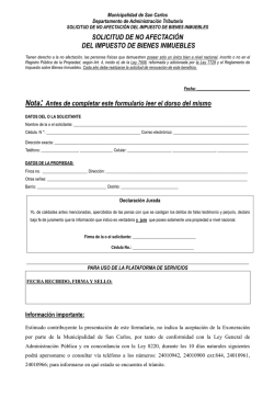 Formulario Exoneraci&oacute;n de Bienes Inmuebles