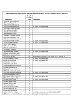 N&oacute;mina de Postulantes que Cumplen Requisitos Exigidos en las