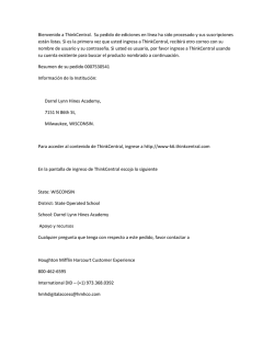 Bienvenido a ThinkCentral. Su pedido de ediciones en l&iacute;nea ha sido