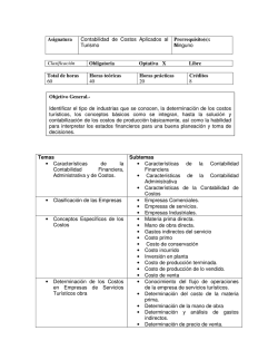 Asignatura Contabilidad de Costos Aplicados al Turismo