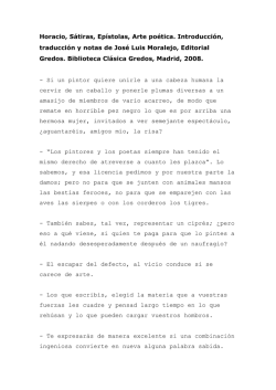 Horacio, S&aacute;tiras, Ep&iacute;stolas, Arte po&eacute;tica. Introducci&oacute;n, traducci&oacute;n y