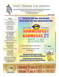 Pastor: July 12, 2015 DONATIONS NEEDED. SEE PAGE 4. SE
