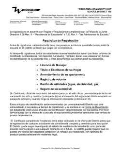 Requisitos de Registraci&oacute;n &bull; Licencia de Manejar &bull; Titulo o