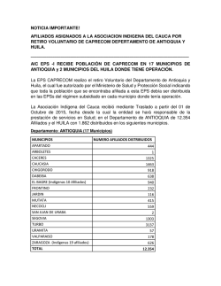afiliados asignados a la asociacion indigena del cauca por retiro