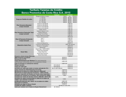 Tarifario Tarjetas de Cr&eacute;dito Banco Promerica de Costa Rica S.A.