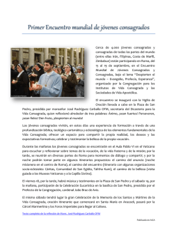 Primer Encuentro mundial de j&oacute;venes consagrados