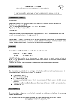Informaci&oacute;n Infantil y Primaria 2015-16 - Colegio La Corolla