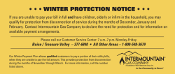 &bull; &bull; &bull; WINTER PROTECTION NOTICE &bull; &bull; &bull;