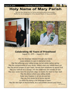 August 23, 2015 - Holy Name of Mary Parish