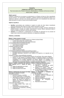 PASANT&Iacute;A Calidad de la Atenci&oacute;n y Trato al Usuario Para