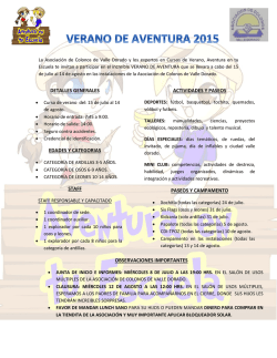 detalles generales edades y categorias staff actividades y paseos