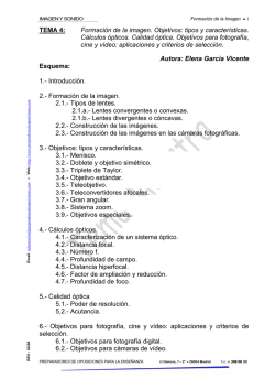 TEMA 4: Formaci&oacute;n de la imagen. Objetivos: tipos y caracter&iacute;sticas