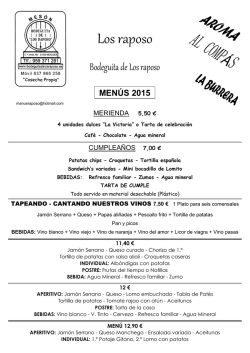 men&uacute;s 2015 - Bodeguita Los Raposo