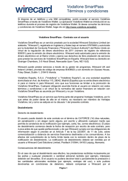 Vodafone SmartPass T&eacute;rminos y condiciones