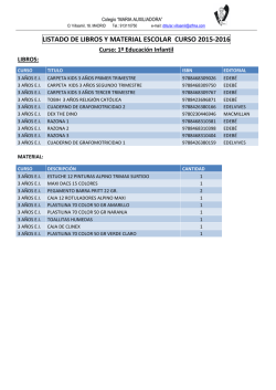 libros curso 2015-2016 - Colegio Mar&iacute;a Auxiliadora