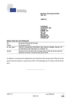 Conclusiones del Consejo sobre el Plan de Acci&oacute;n para los Derechos