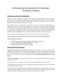 Instrucciones para la preparacion de la Colonoscopia.