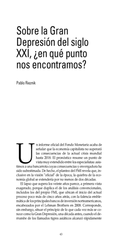 Pablo Rieznik, Sobre la Gran Depresi&oacute;n del siglo