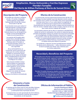 Ampliaci&oacute;n, Muros Antisonido y Carriles Expresos Florida`s Turnpike