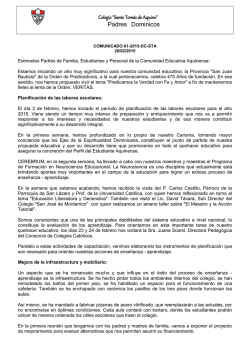 Estimados Padres de Familia, Estudiantes y Personal de la