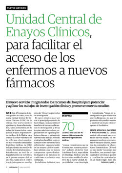 Unidad Central de Ensayos Cl&iacute;nicos, para facilitar el acceso de los