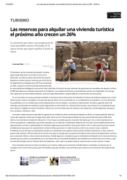 Las reservas para alquilar una vivienda tur&iacute;stica el pr&oacute;ximo a&ntilde;o