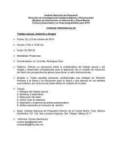 Trabajo sexual, violencia y drogas - Instituto Nacional de Psiquiatr&iacute;a