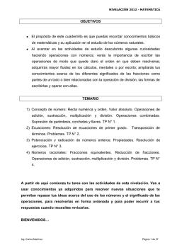OBJETIVOS El prop&oacute;sito de este cuadernillo es que puedas