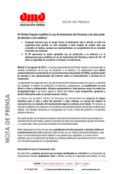 Nota de prensa - Asociaci&oacute;n Derecho a Morir Dignamente