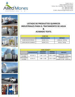 LISTADO DE PRODUCTOS QUIMICOS INDUSTRIALES PARA EL