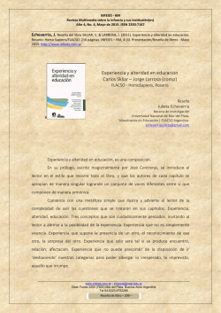 Experiencia y alteridad en educaci&oacute;n Carlos Skliar