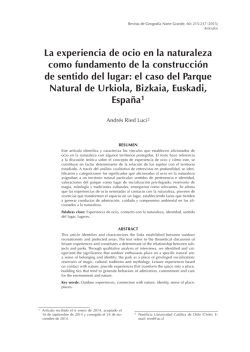 La experiencia de ocio en la naturaleza como fundamento de la