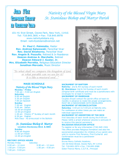 Nativity of the Blessed Virgin Mary St. Stanislaus Bishop and Martyr